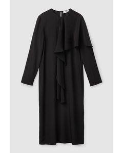 Silk Cape Dress Black