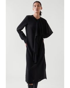 Silk Cape Dress Black