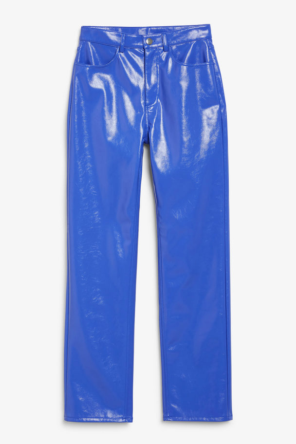 Monki Blue Patent Trousers Cobalt Blue
