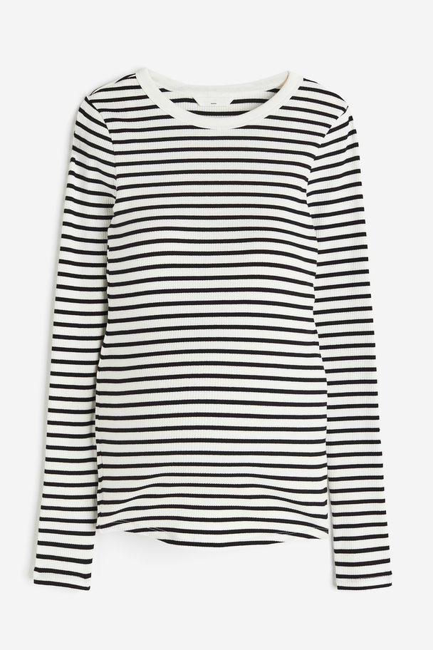 H&M MAMA Geripptes Jerseyshirt Weiß/Gestreift