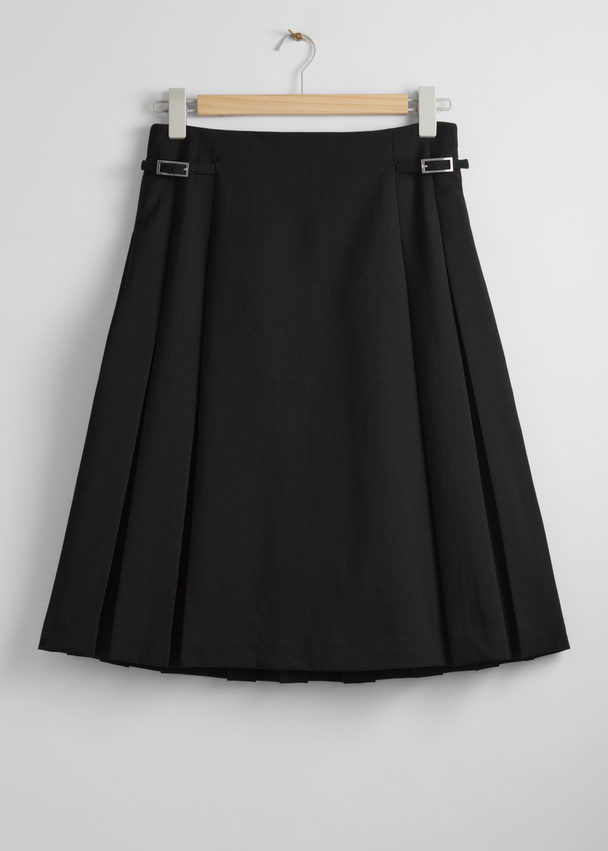 & Other Stories Pleated Midi Skirt Black