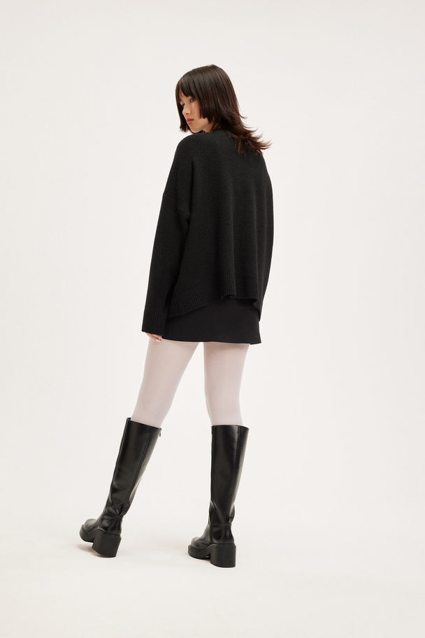 Monki Black Relaxed Knitted Cardigan Black