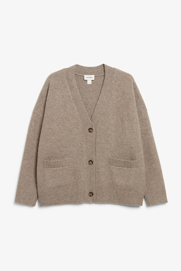 Monki Relaxed Knitted Cardigan Mole Brown