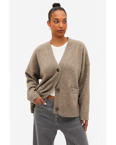 Relaxed Knitted Cardigan Mole Brown