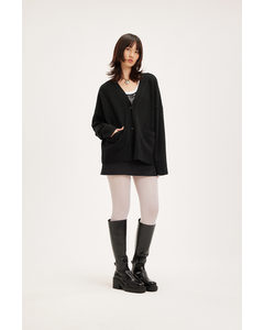 Black Relaxed Knitted Cardigan Black