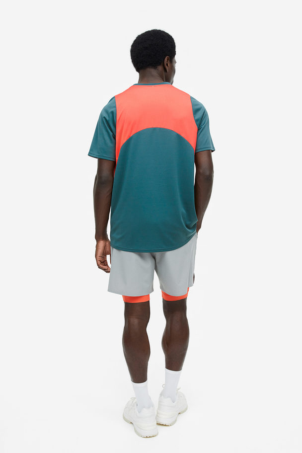H&M Sportshirt Van Drymove™ Donkerturkoois/koraal