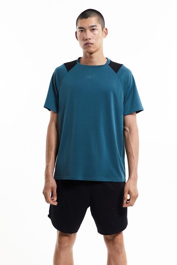 H&M DryMove™ Sportshirt Blaugrün/Blockfarben