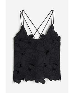 Embroidered Top Black