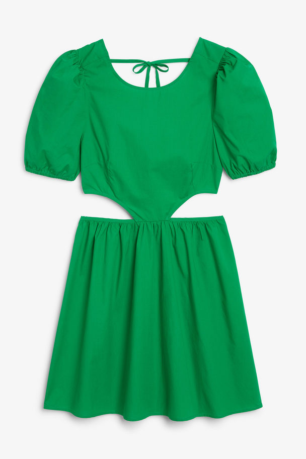 Monki Grön Miniklänning I Poplin Med Öppen Rygg Kelly-grön