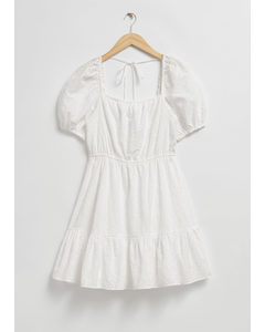 Voluminous Broderie Anglaise Mini Dress White
