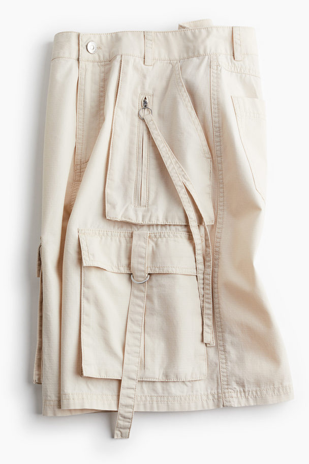 H&M Cargoshorts I Bomull Lys Beige