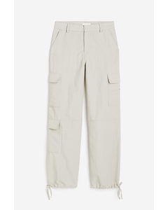 Twill Cargo Trousers Light Greige