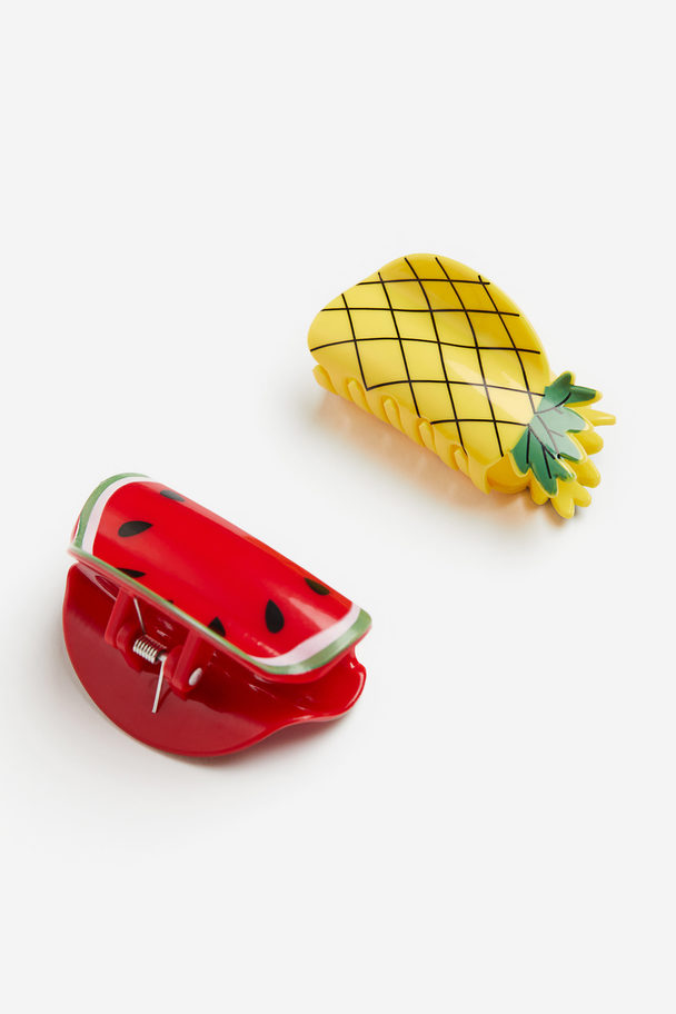 H&M 2-pack Hair Claws Red/fruits
