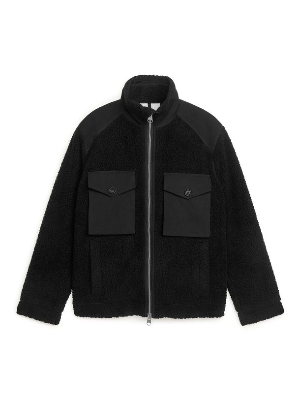 ARKET Wool And Circulose Pile Jacket Black