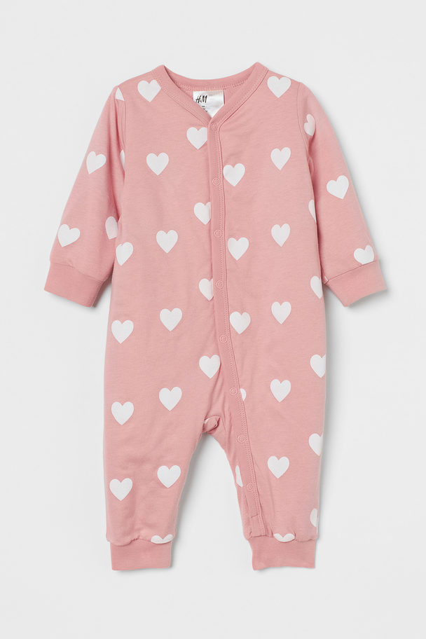 H&M Gewatteerd Pyjamapakje Lichtroze/hartjes