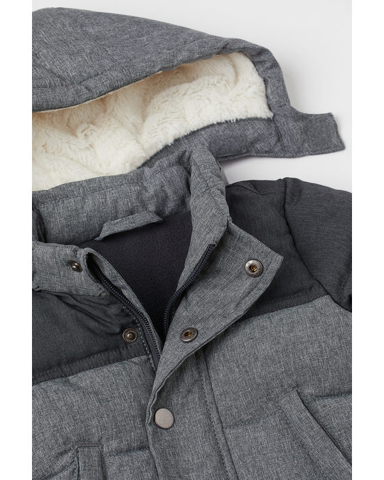 H&M Padded Jacket Grey Marl/block-coloured