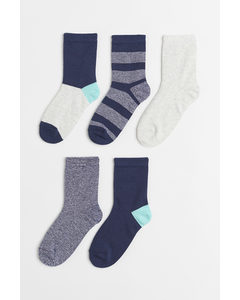 5-pack Socks Light Grey Marl/dark Blue