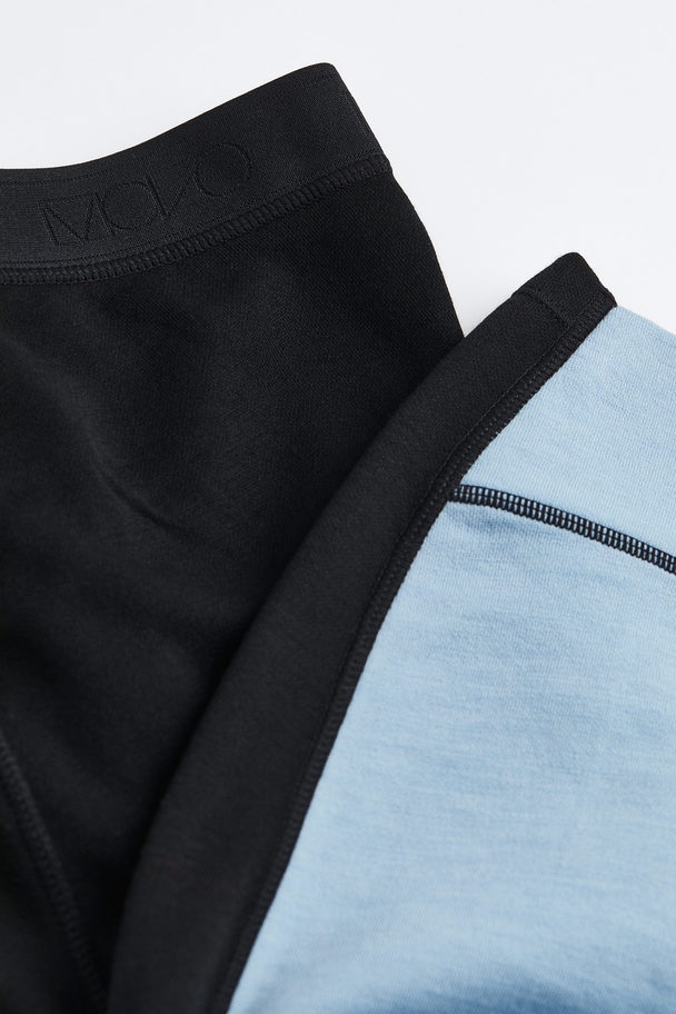H&M Wool-blend Base Layer Tights Black/light Blue