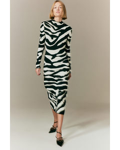 Jacquard-knit Dress Black/zebra Print