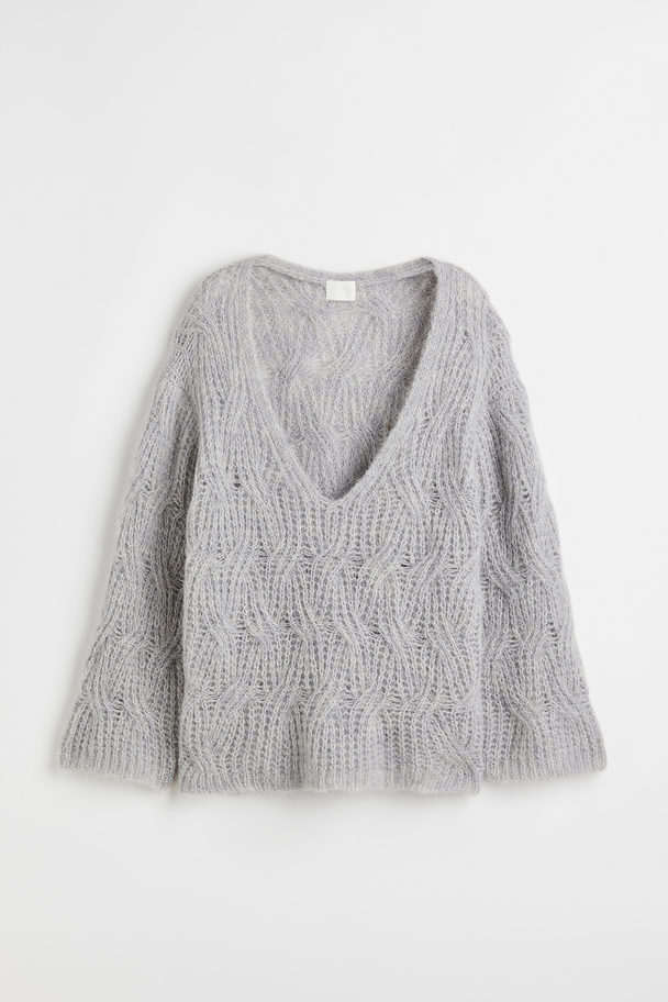 H&M Cable-knit Jumper Light Grey