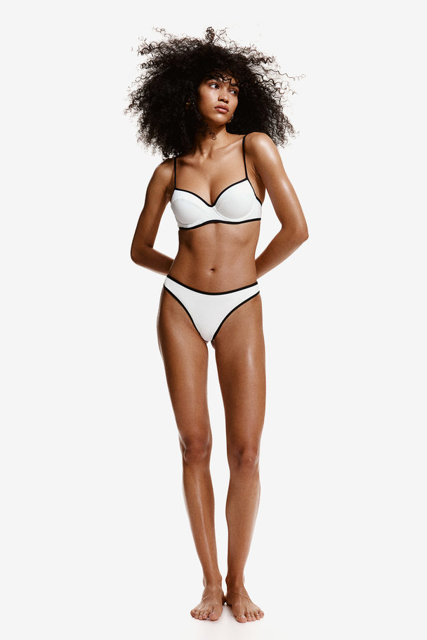 H&M Bikinitop Uden Vattering Hvid/sort