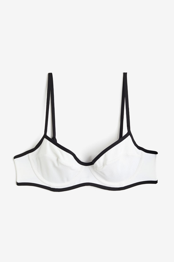 H&M Ovadderad Bikini-bh Vit/svart