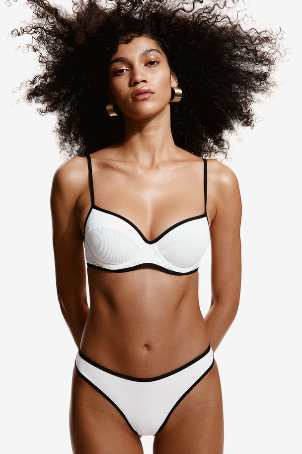 H&M Bikinitop Uden Vattering Hvid/sort