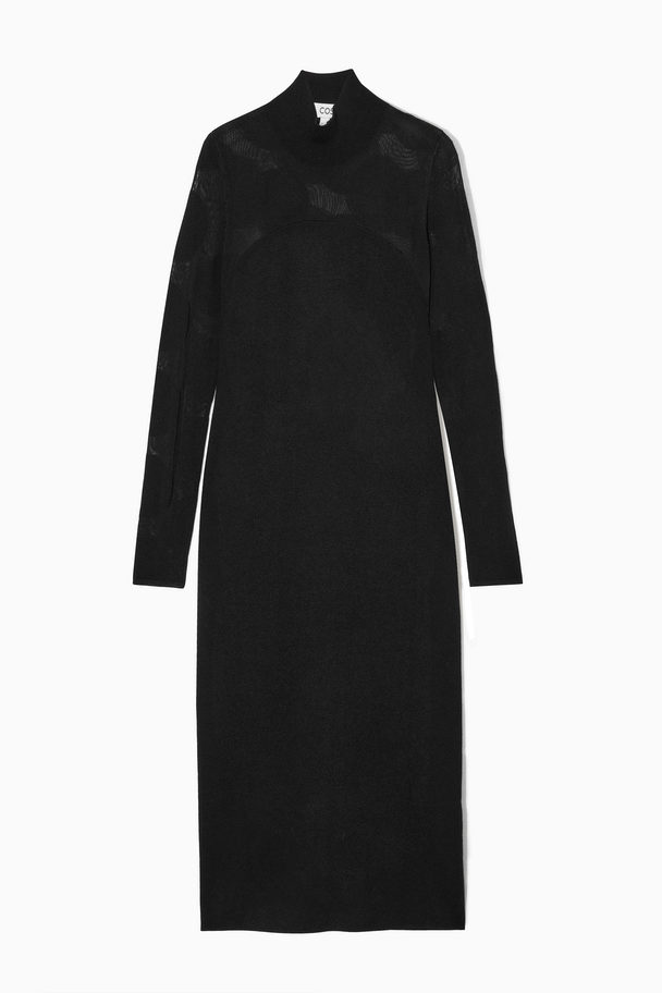 COS Polka-dot Sheer-panel Maxi Dress Black