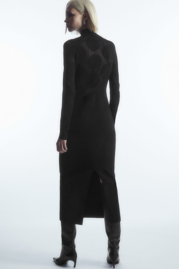 COS Polka-dot Sheer-panel Maxi Dress Black