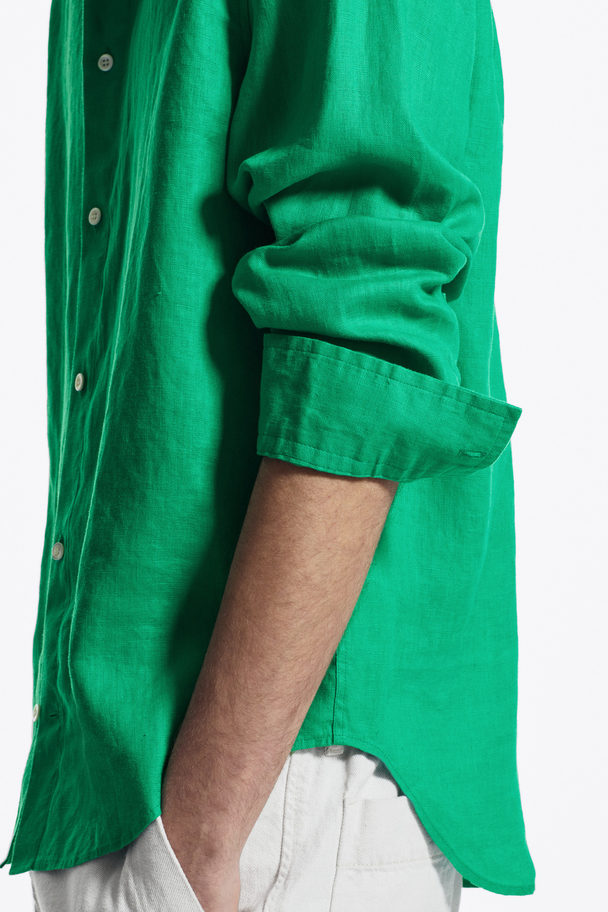 COS Linen Long-sleeved Shirt Green