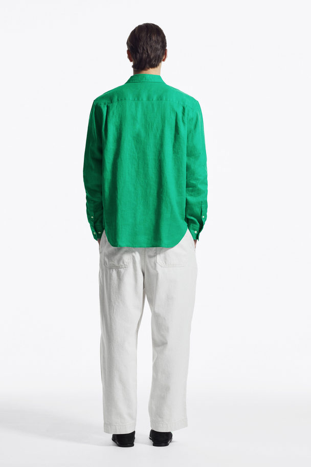 COS Linen Long-sleeved Shirt Green