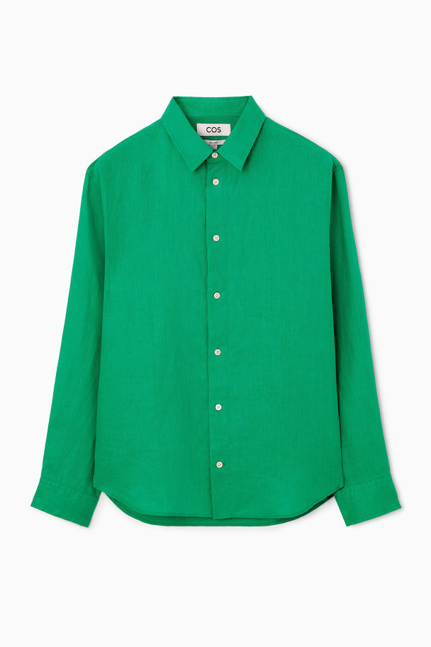 COS Linen Long-sleeved Shirt Green