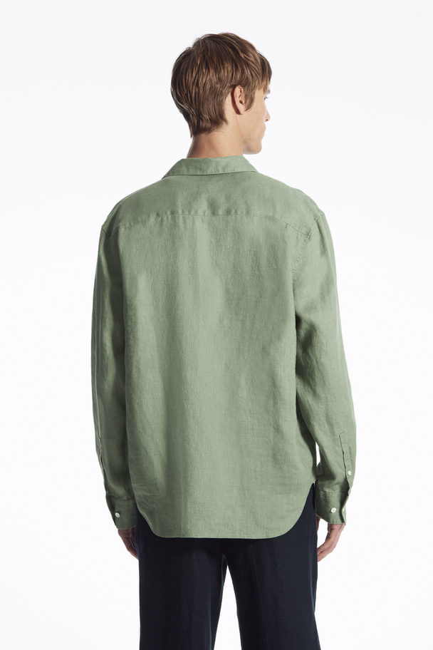 COS Linen Long-sleeved Shirt Sage Green