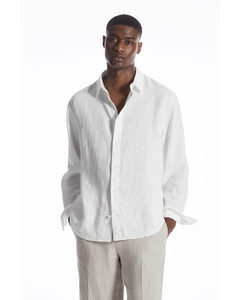 Linen Long-sleeved Shirt White