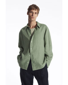 Linen Long-sleeved Shirt Sage Green