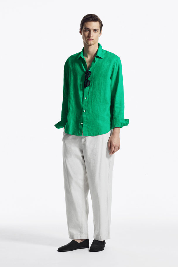 COS Linen Long-sleeved Shirt Green