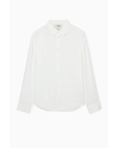 Curved-hem Linen Shirt White