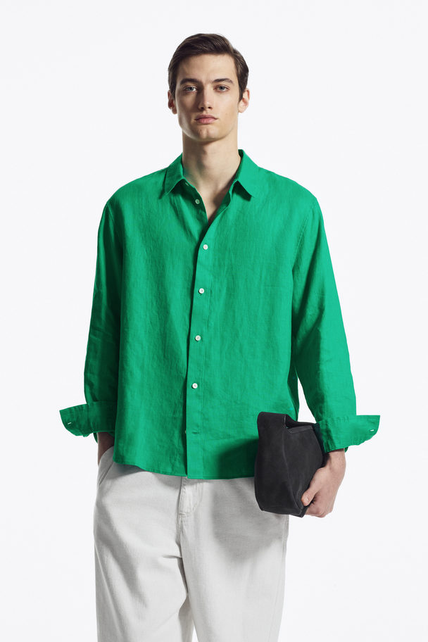 COS Linen Long-sleeved Shirt Green