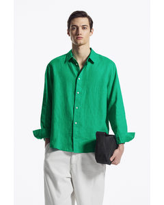 Linen Long-sleeved Shirt Green