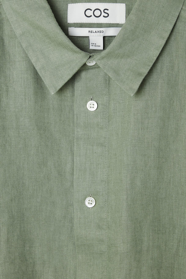 COS Linen Long-sleeved Shirt Sage Green