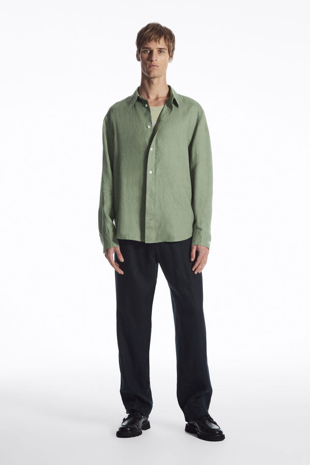 COS Linen Long-sleeved Shirt Sage Green