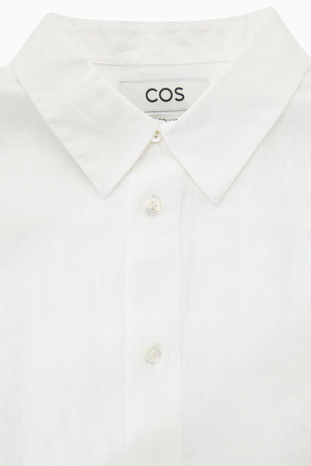 COS Linneskjorta Med Välvd Fåll Vit