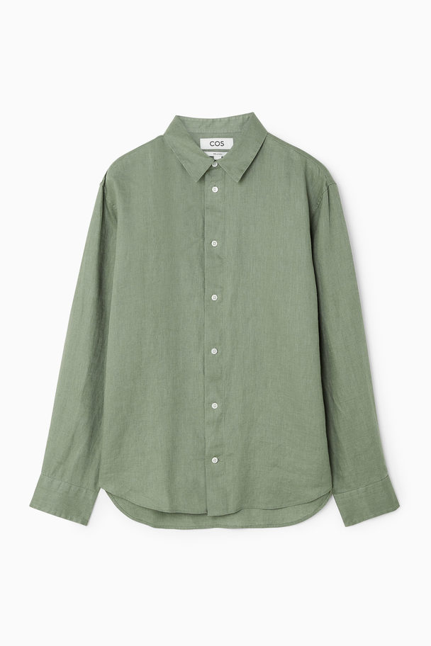 COS Linen Long-sleeved Shirt Sage Green