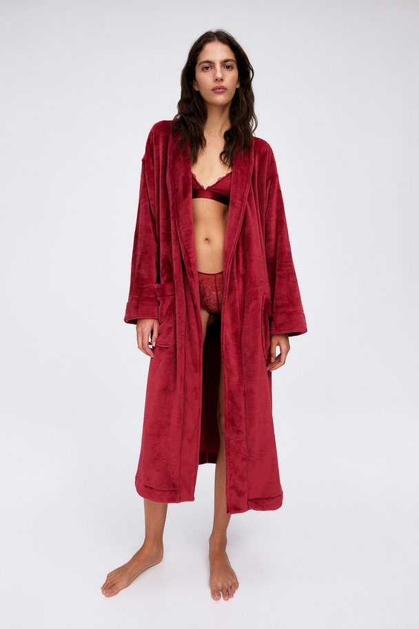 H&M Fleece Dressing Gown Red