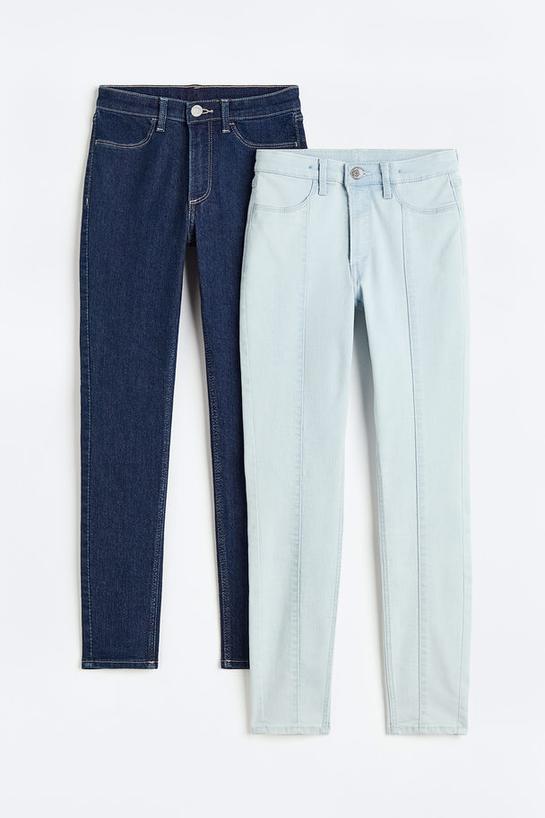 H&M Set Van 2 Skinny Fit Jeans Donkerblauw/bleek Denimblauw