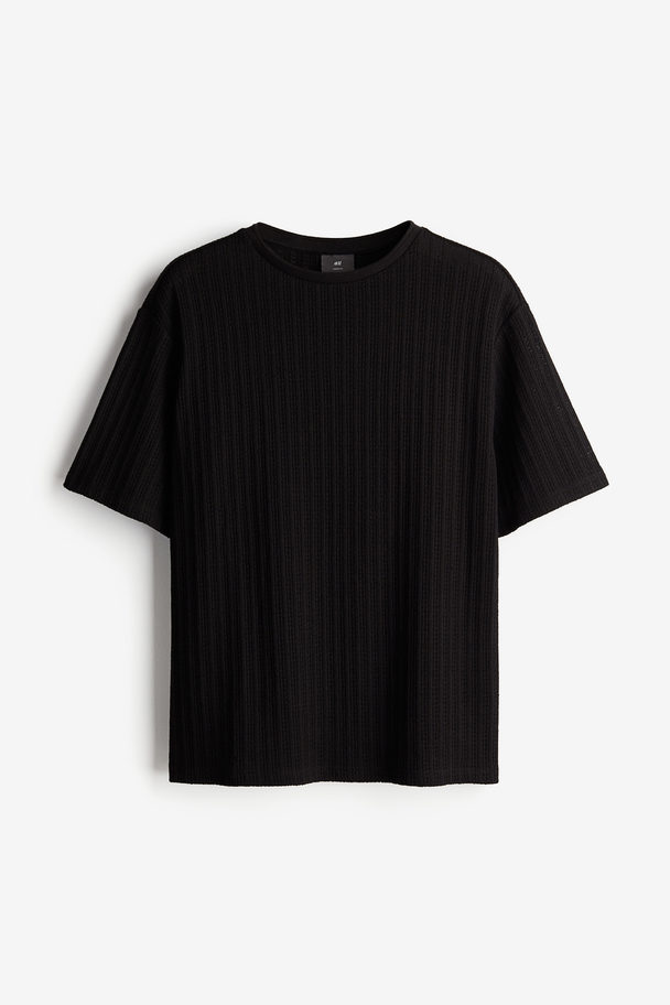 H&M T-Shirt in Loose Fit Schwarz