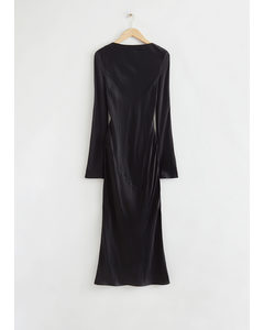 Satijnen Midi-jurk Zwart