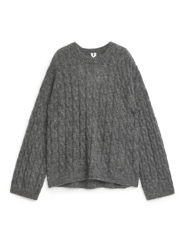ARKET Sweater Med Snoninger I Mohairblanding Mørkegrå