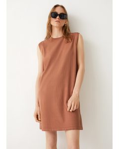 Straight Sleeveless Midi Dress Terracotta