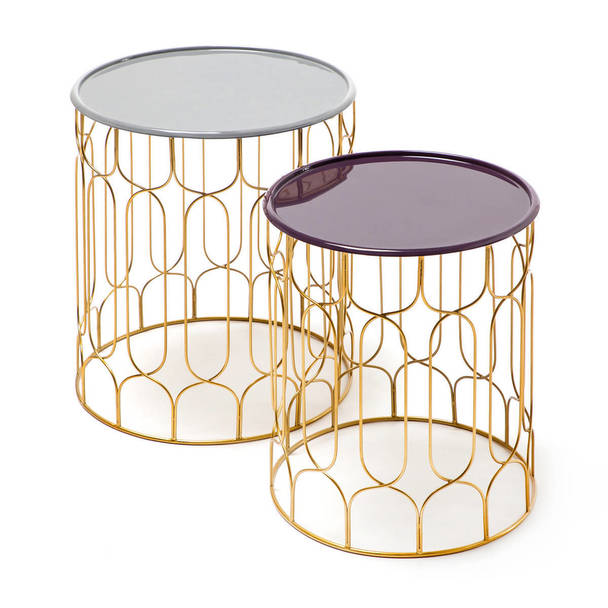 360Living Sidetable-set Timba 210 Grey / Plum